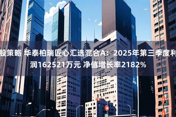 股策略 华泰柏瑞匠心汇选混合A：2025年第三季度利润162521万元 净值增长率2182%